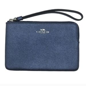 Coach Metallic Blue Corner Zip Wristlet